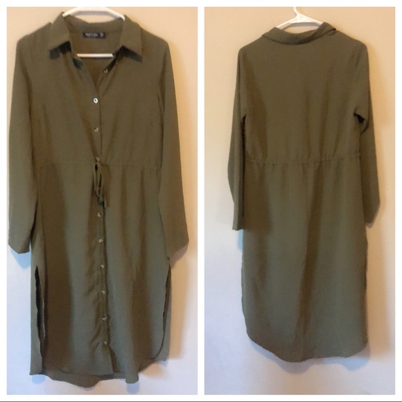 horn button shirt dress